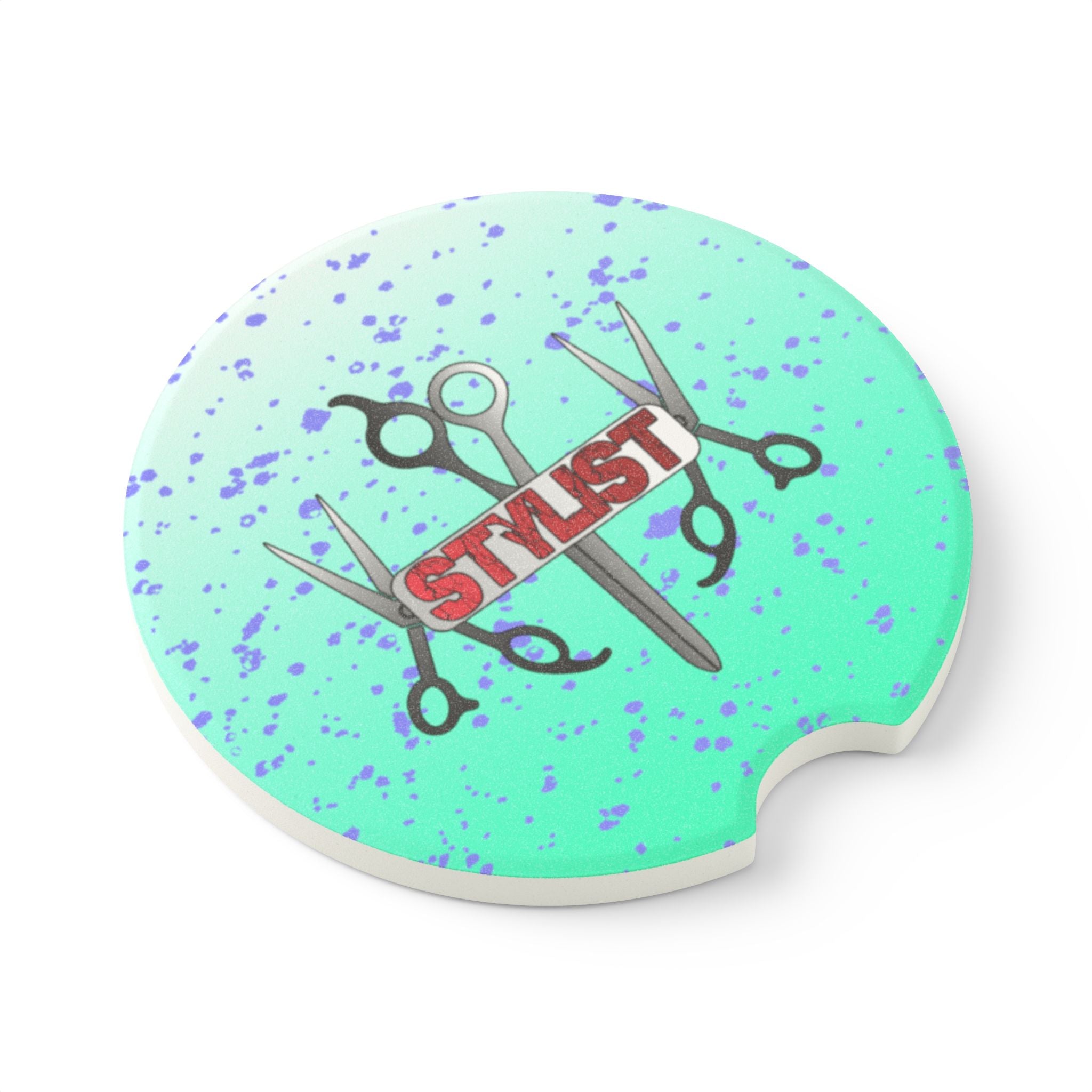 Stylist Car Coaster — Hairdresser Scissors Design Soapstone Cup Holder