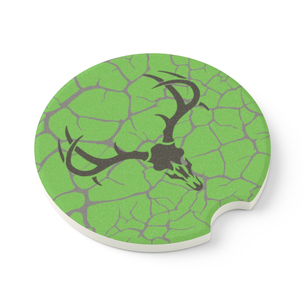 Deer Skull Car Coaster — Green Cracked Stone Soapstone Cup Holder Insert