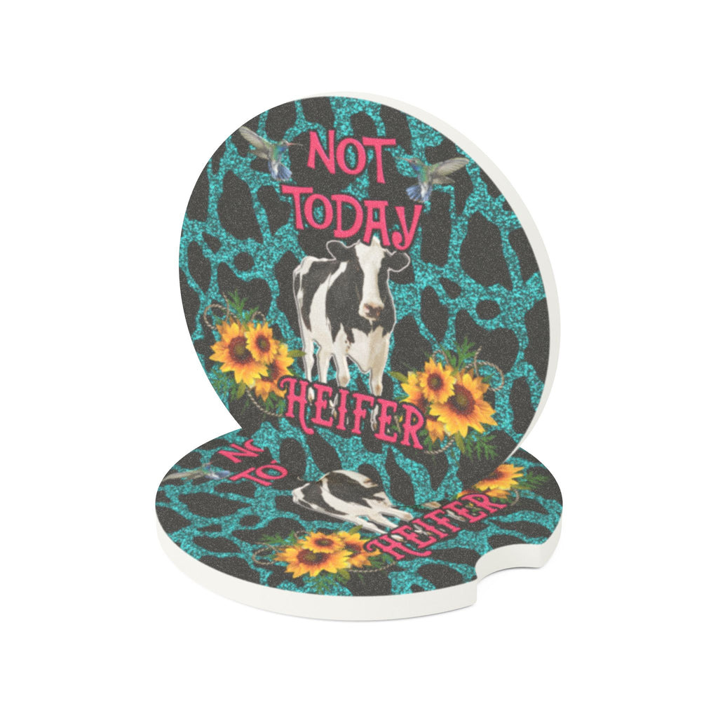 Not Today Heifer Car Coaster — Cow Graphic Soapstone Drink Holder