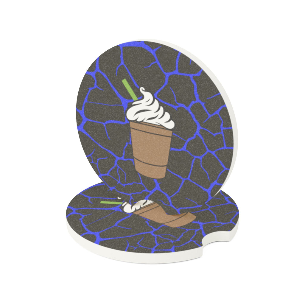 Coffee Frappe Car Coaster — Stone Texture Drink Cup Design