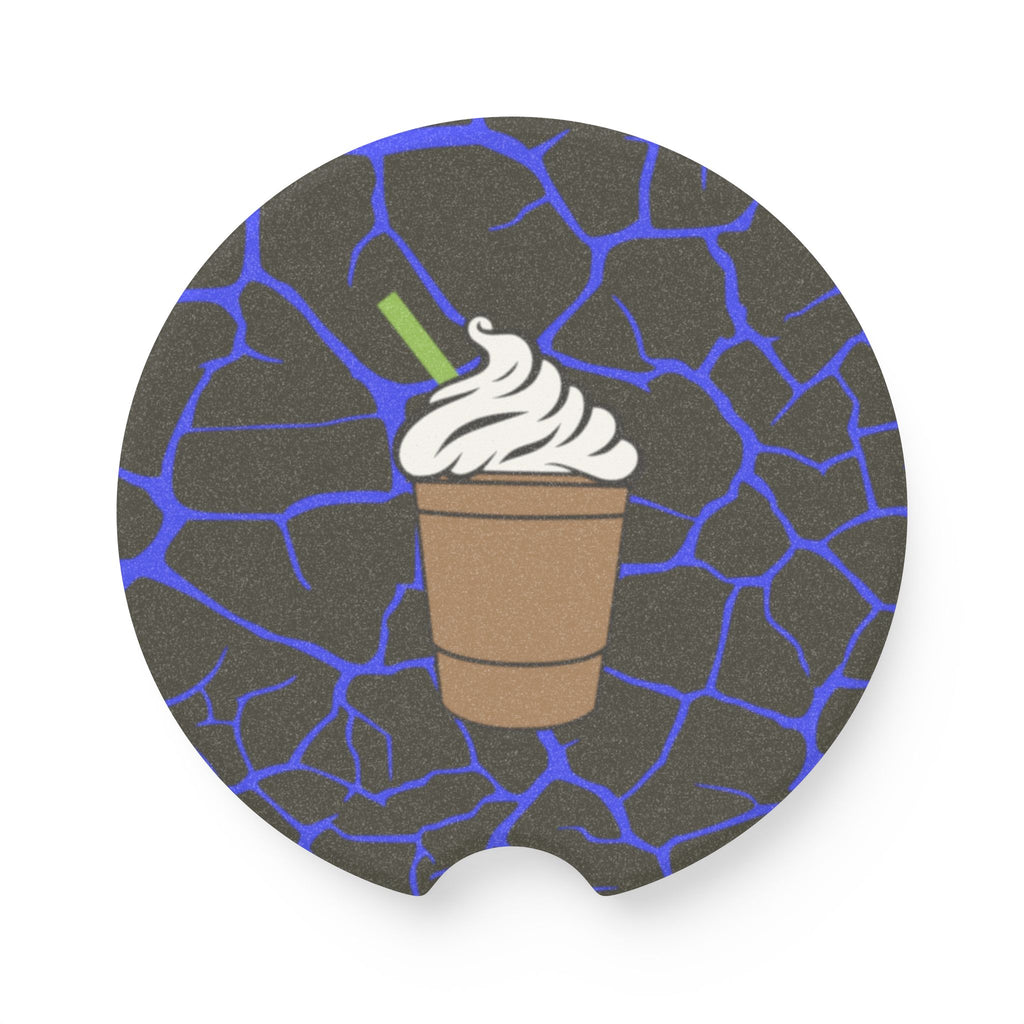 Coffee Frappe Car Coaster — Stone Texture Drink Cup Design