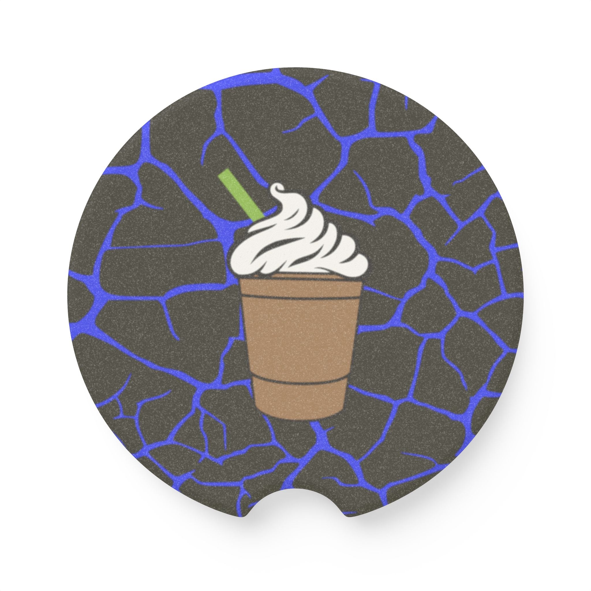 Coffee Frappe Car Coaster — Stone Texture Drink Cup Design