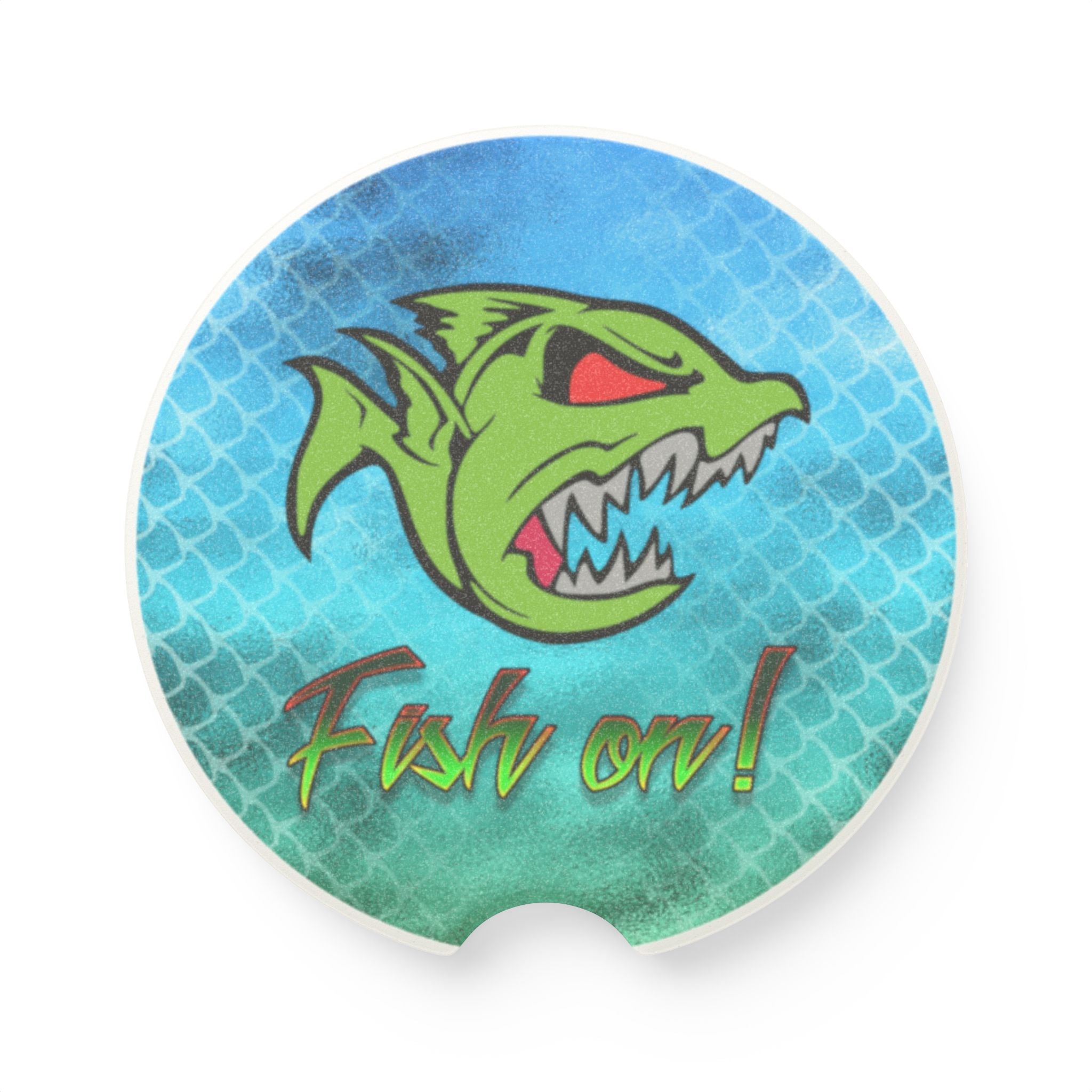 Car Coaster — "Fish On!" Aggressive Fish Design Soapstone Drink Holder