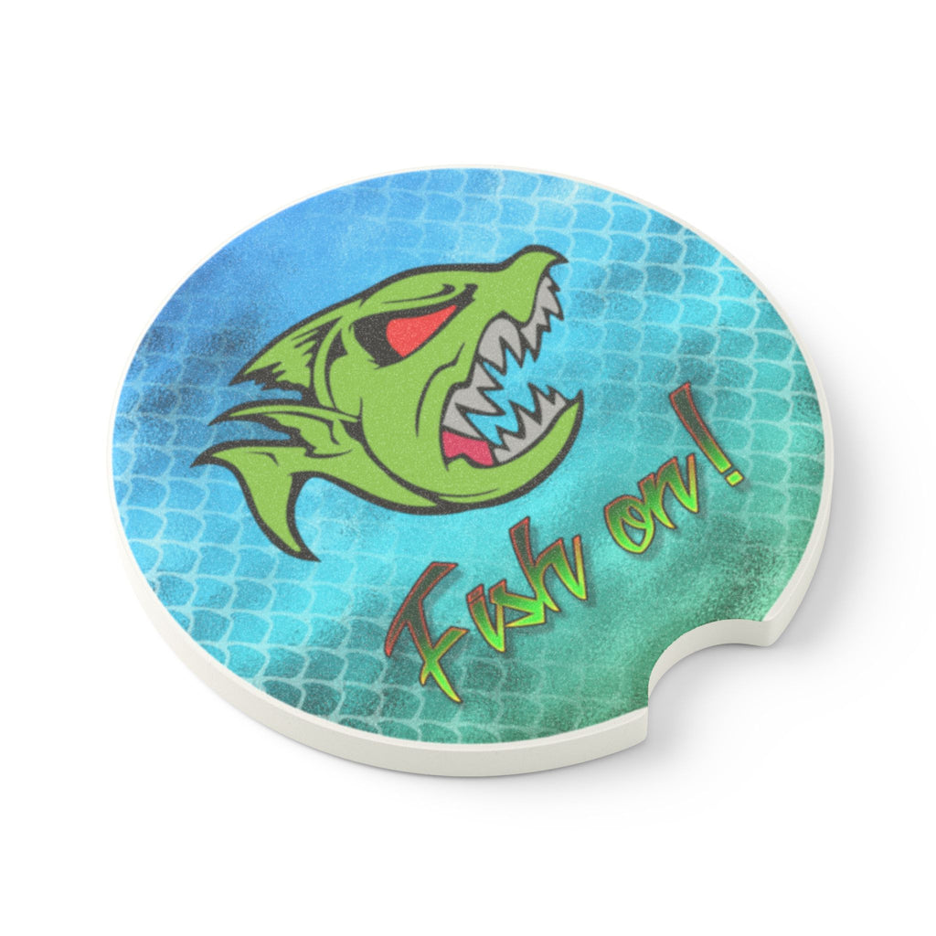 Car Coaster — "Fish On!" Aggressive Fish Design Soapstone Drink Holder