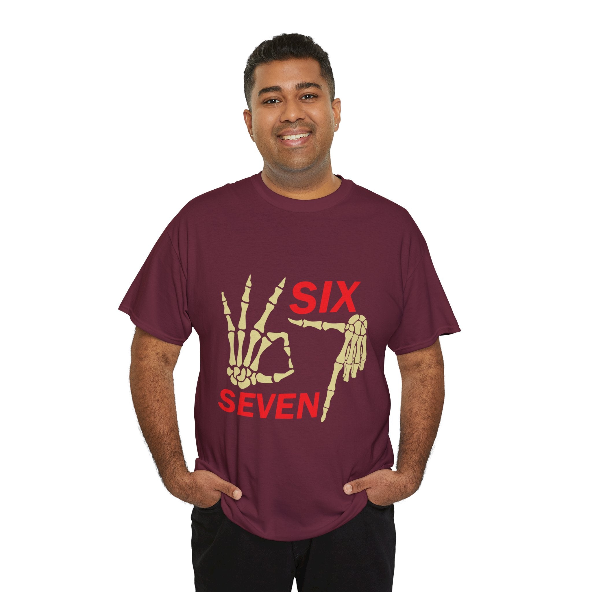 Six Seven Skeleton Hand Graphic T-Shirt