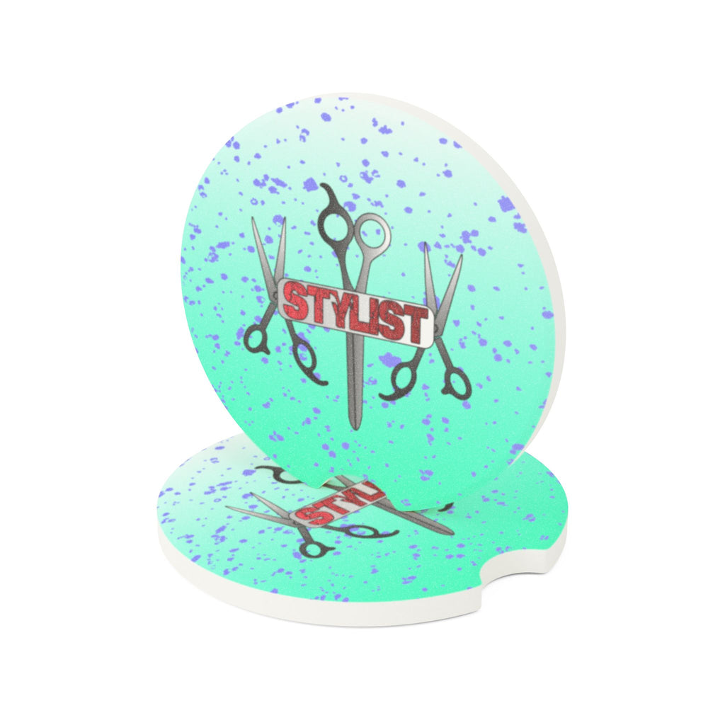 Stylist Car Coaster — Hairdresser Scissors Design Soapstone Cup Holder