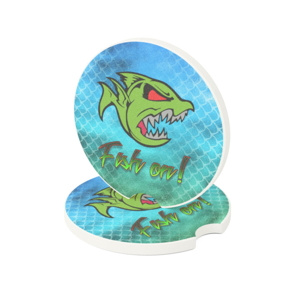 Car Coaster — "Fish On!" Aggressive Fish Design Soapstone Drink Holder