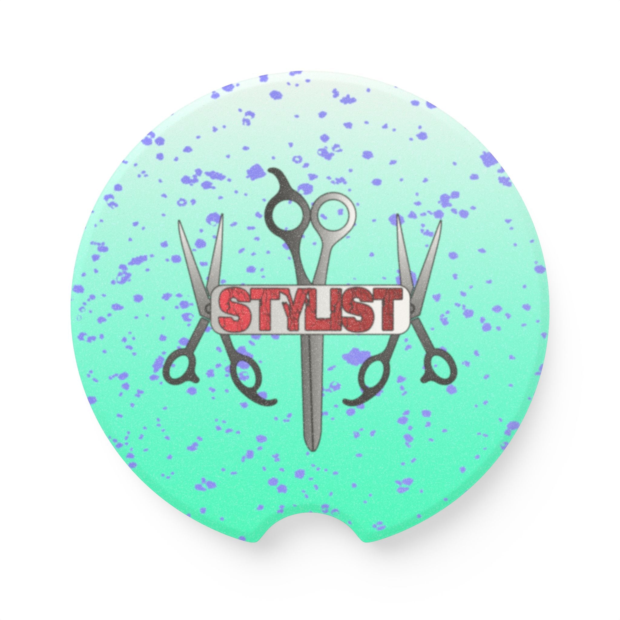 Stylist Car Coaster — Hairdresser Scissors Design Soapstone Cup Holder