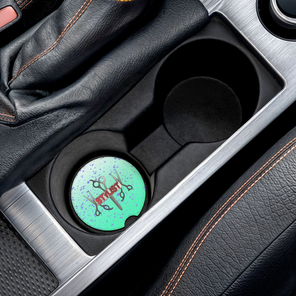 Stylist Car Coaster — Hairdresser Scissors Design Soapstone Cup Holder