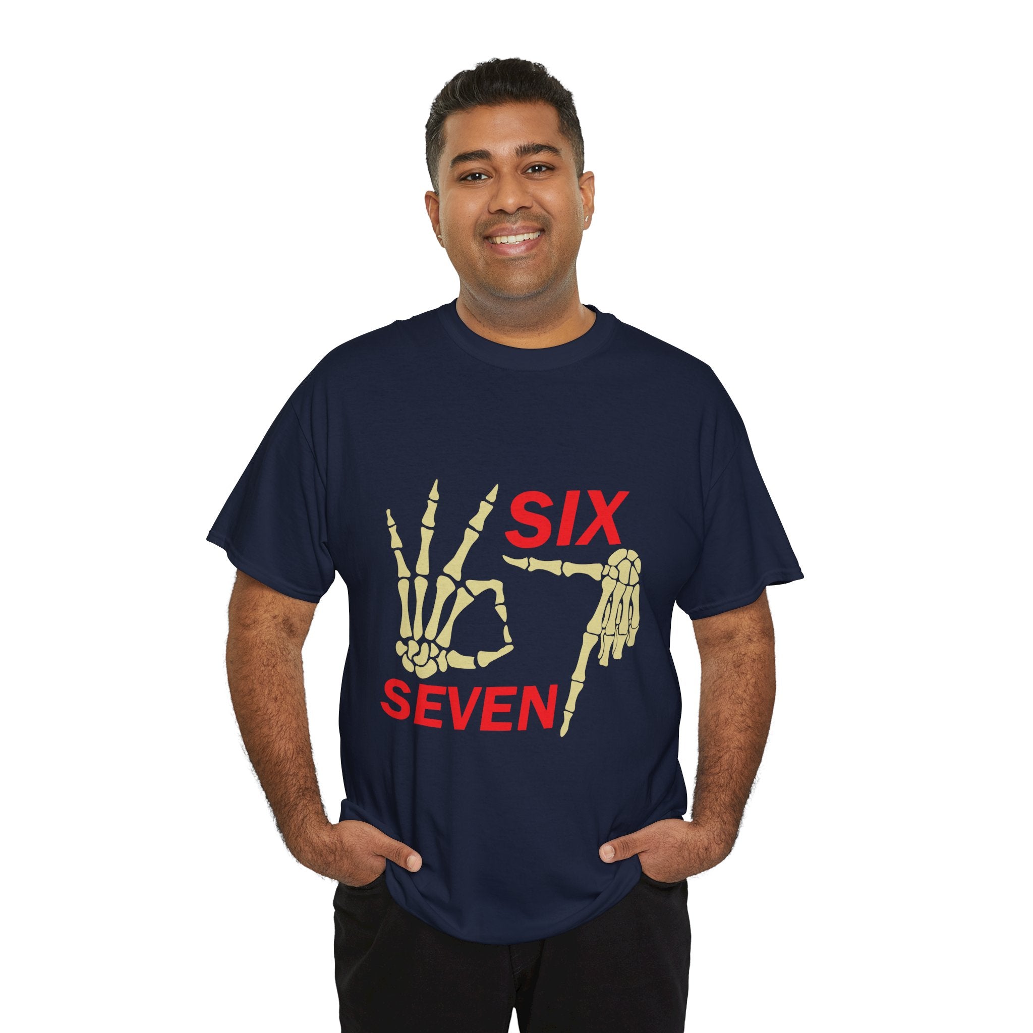 Six Seven Skeleton Hand Graphic T-Shirt