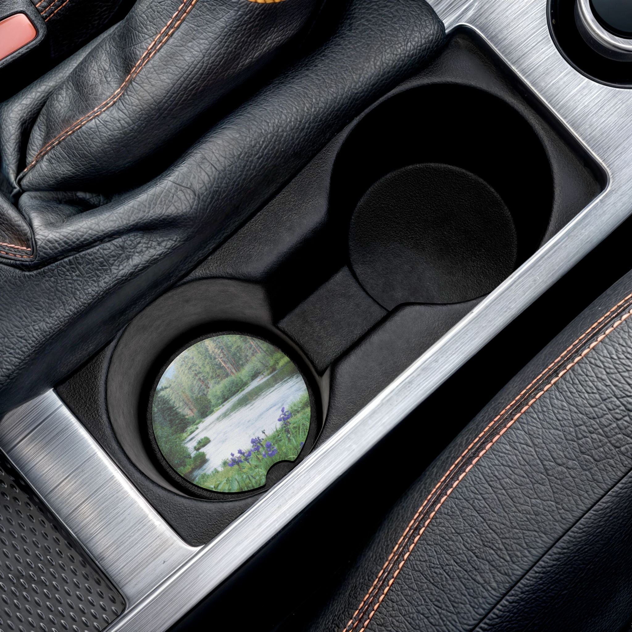 River Meadow Car Coaster — Scenic Soapstone Drink Holder