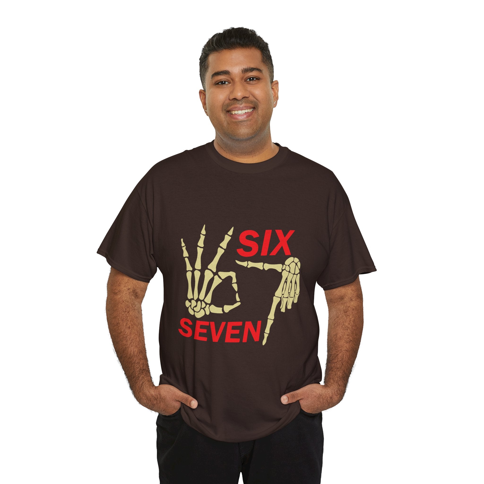 Six Seven Skeleton Hand Graphic T-Shirt