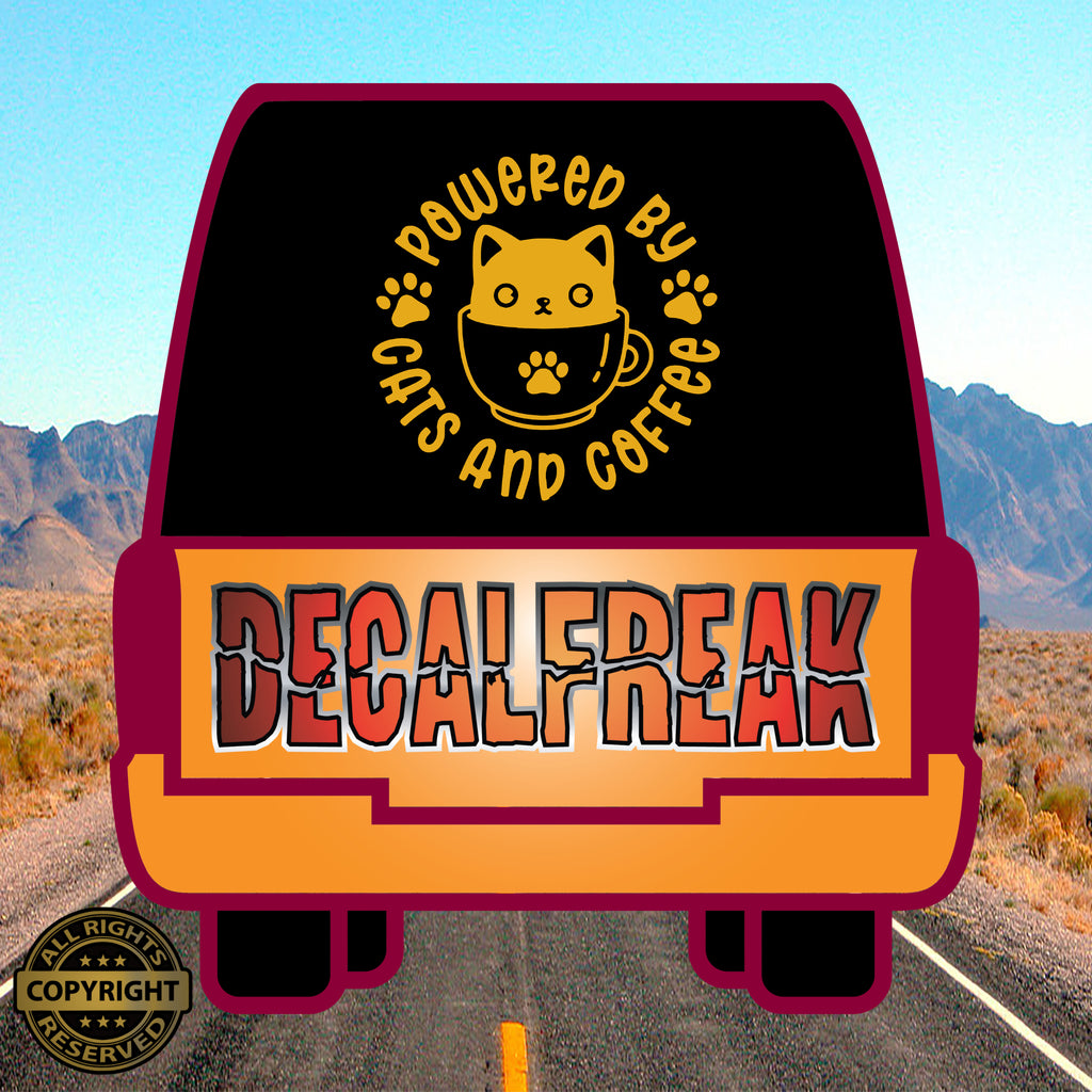 Powered by Cats and Coffee Vinyl Decal