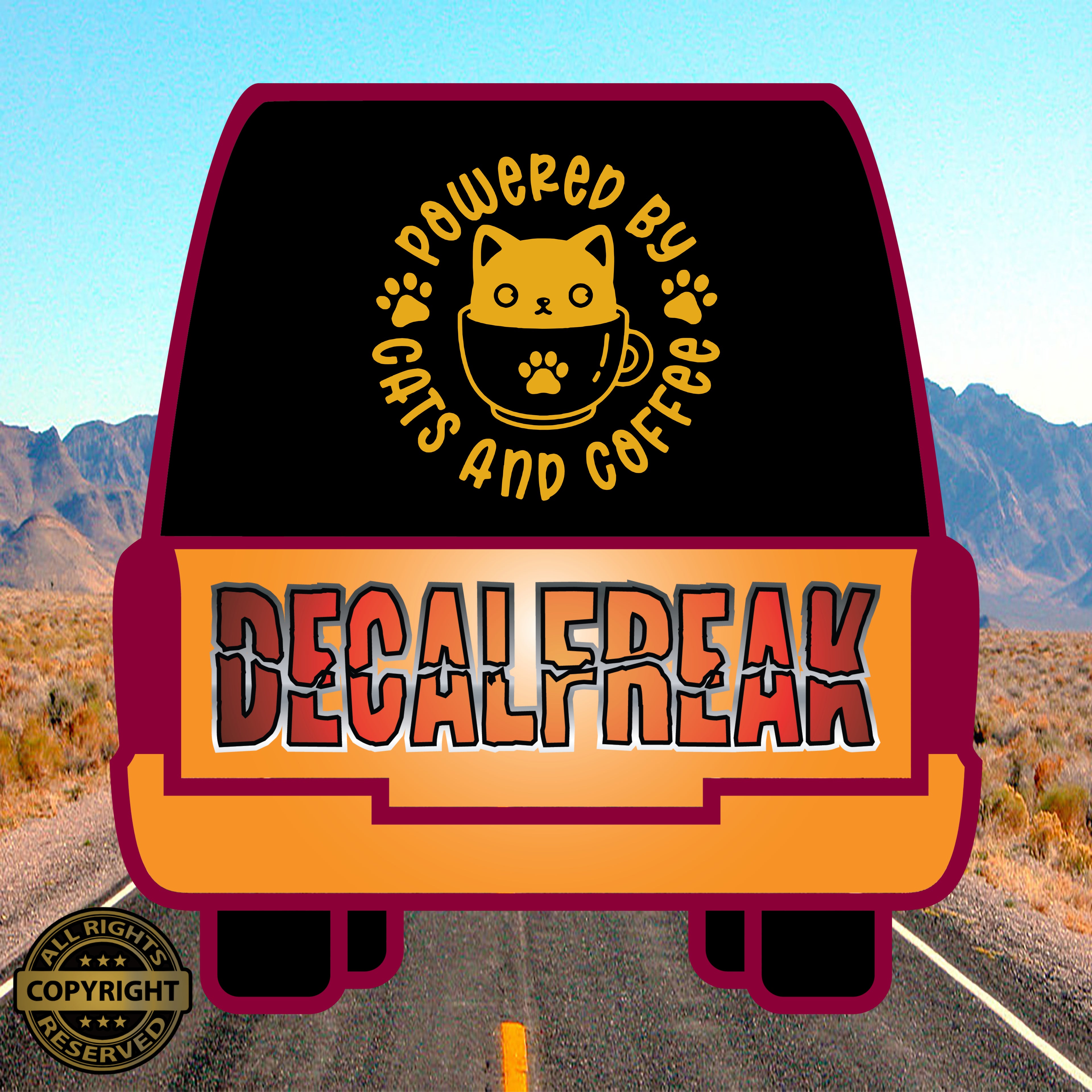 Powered by Cats and Coffee Vinyl Decal