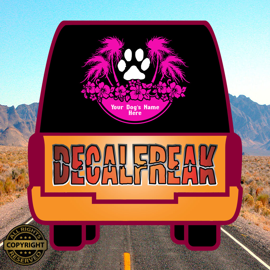 Custom Tropical Dogs Name Vinyl Decal