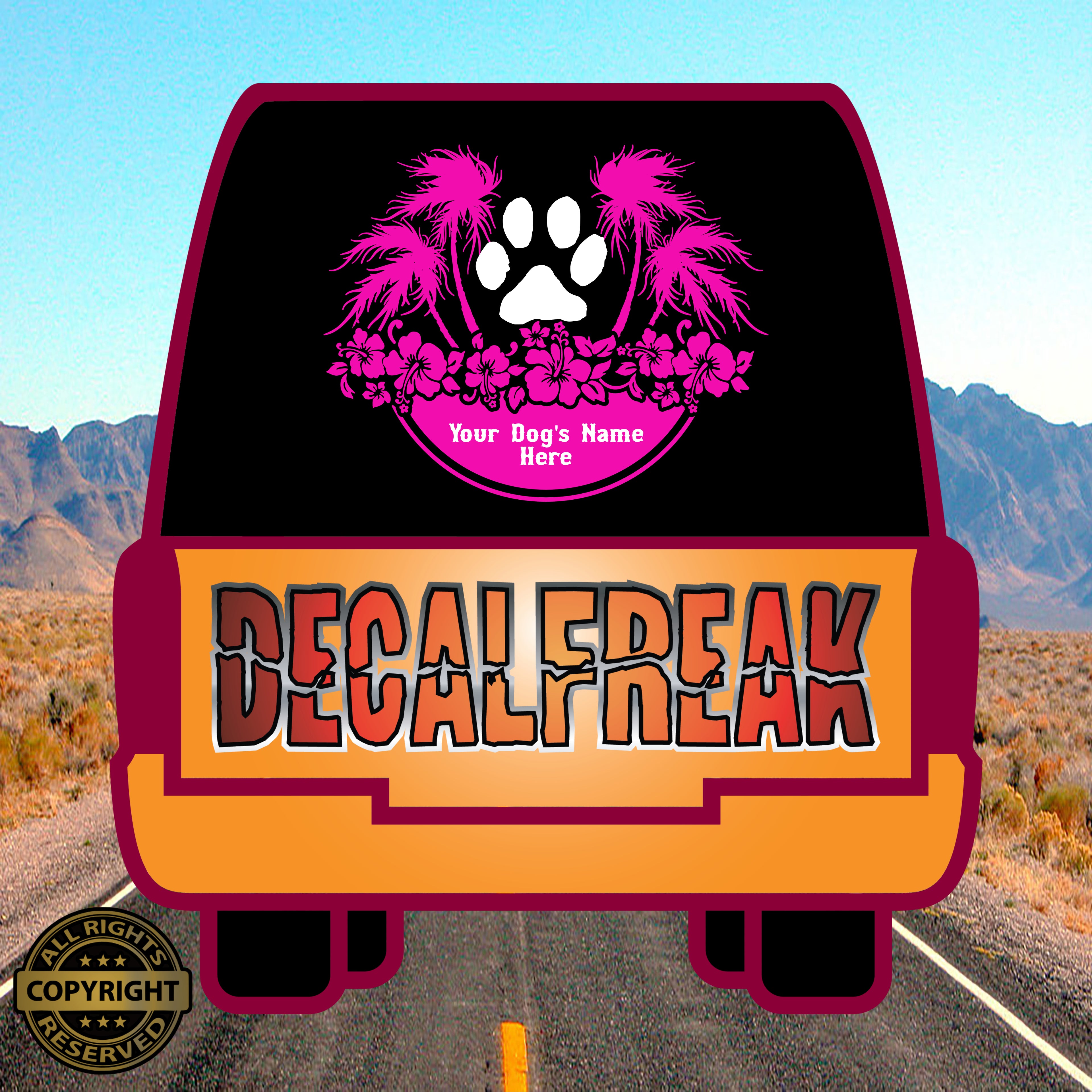 Custom Tropical Dogs Name Vinyl Decal