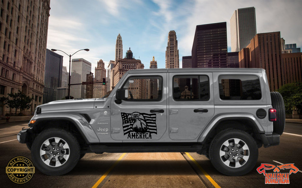 America Eagle Flag Vinyl Decal (Side Panel)