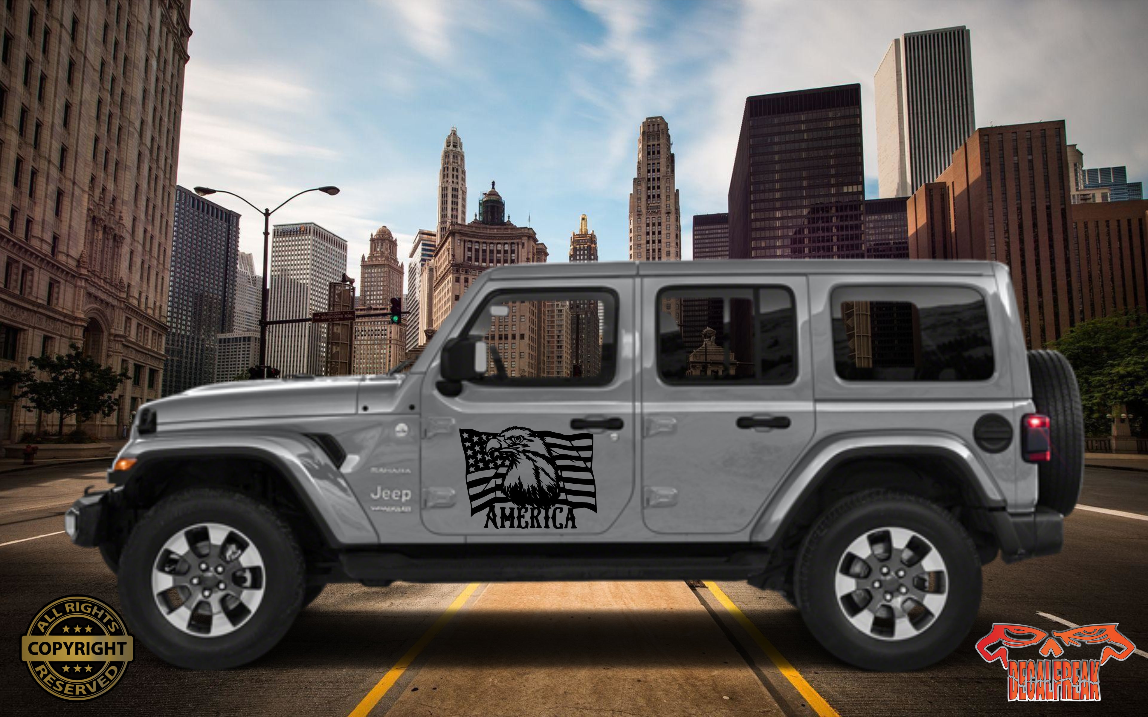 America Eagle Flag Vinyl Decal (Side Panel)